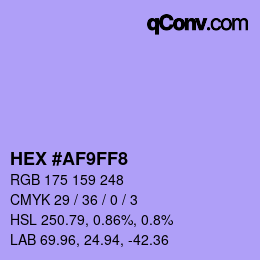 カラーコード: HEX #AF9FF8 | qconv.com