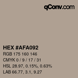 Farbcode: HEX #AFA092 | qconv.com