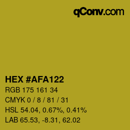 Color code: HEX #AFA122 | qconv.com