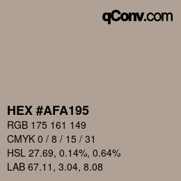 カラーコード: HEX #AFA195 | qconv.com