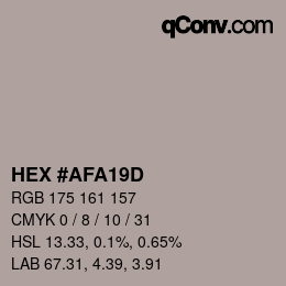 Color code: HEX #AFA19D | qconv.com