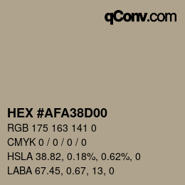 Color code: HEX #AFA38D00 | qconv.com