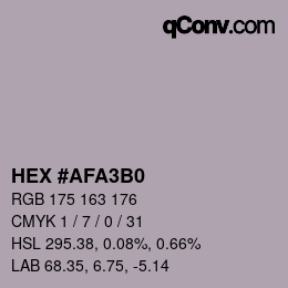 颜色代码: HEX #AFA3B0 | qconv.com