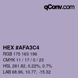 Color code: HEX #AFA3C4 | qconv.com