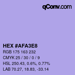 Color code: HEX #AFA3E8 | qconv.com