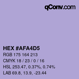 Color code: HEX #AFA4D5 | qconv.com
