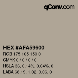 Color code: HEX #AFA59600 | qconv.com