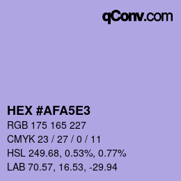 Color code: HEX #AFA5E3 | qconv.com