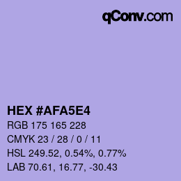 Color code: HEX #AFA5E4 | qconv.com