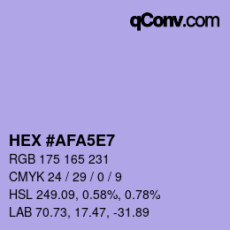 カラーコード: HEX #AFA5E7 | qconv.com