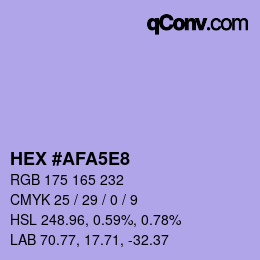 Color code: HEX #AFA5E8 | qconv.com