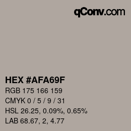 Color code: HEX #AFA69F | qconv.com