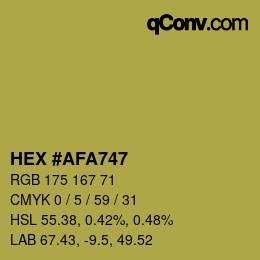 Color code: HEX #AFA747 | qconv.com