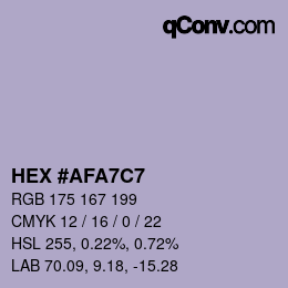 Farbcode: HEX #AFA7C7 | qconv.com