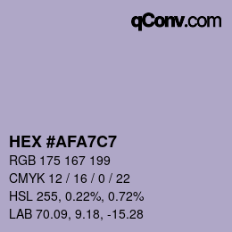 カラーコード: HEX #AFA7C7 | qconv.com