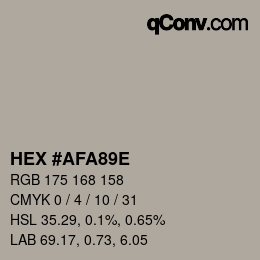 颜色代码: HEX #AFA89E | qconv.com