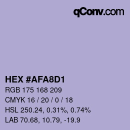 Farbcode: HEX #AFA8D1 | qconv.com