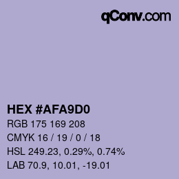 颜色代码: HEX #AFA9D0 | qconv.com