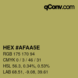 Color code: HEX #AFAA5E | qconv.com