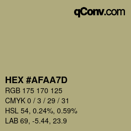 Color code: HEX #AFAA7D | qconv.com