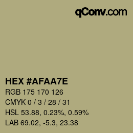 Color code: HEX #AFAA7E | qconv.com