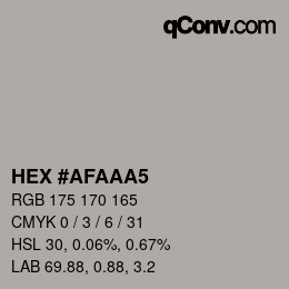 Color code: HEX #AFAAA5 | qconv.com