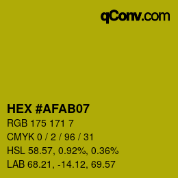 Color code: HEX #AFAB07 | qconv.com