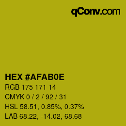 Color code: HEX #AFAB0E | qconv.com