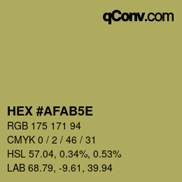 Code couleur: HEX #AFAB5E | qconv.com