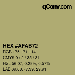 Color code: HEX #AFAB72 | qconv.com