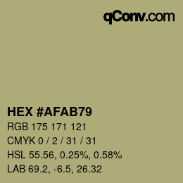 Color code: HEX #AFAB79 | qconv.com