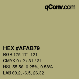 カラーコード: HEX #AFAB79 | qconv.com