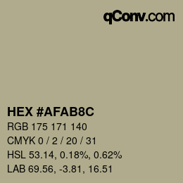 カラーコード: HEX #AFAB8C | qconv.com