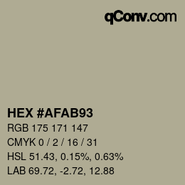 Color code: HEX #AFAB93 | qconv.com