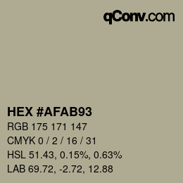 カラーコード: HEX #AFAB93 | qconv.com