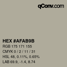 Color code: HEX #AFAB9B | qconv.com