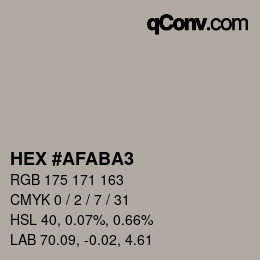 Color code: HEX #AFABA3 | qconv.com