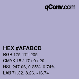 カラーコード: HEX #AFABCD | qconv.com