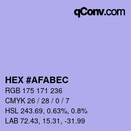 Color code: HEX #AFABEC | qconv.com