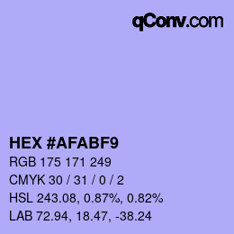 Color code: HEX #AFABF9 | qconv.com