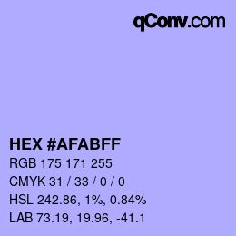 Color code: HEX #AFABFF | qconv.com