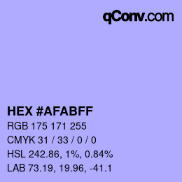 Color code: HEX #AFABFF | qconv.com