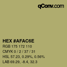 Color code: HEX #AFAC6E | qconv.com