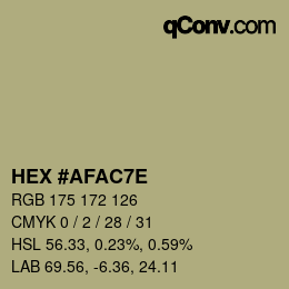 Color code: HEX #AFAC7E | qconv.com