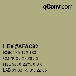 カラーコード: HEX #AFAC82 | qconv.com