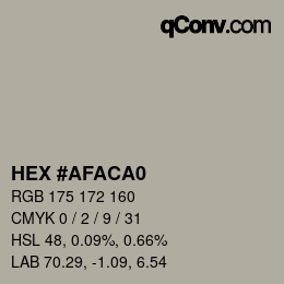 Color code: HEX #AFACA0 | qconv.com