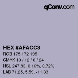 颜色代码: HEX #AFACC3 | qconv.com