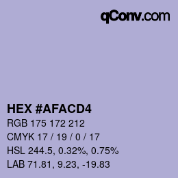 Color code: HEX #AFACD4 | qconv.com
