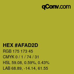 颜色代码: HEX #AFAD2D | qconv.com