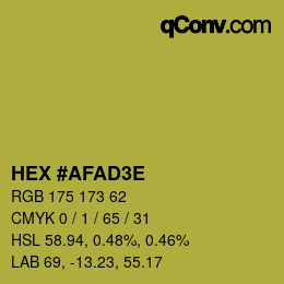 カラーコード: HEX #AFAD3E | qconv.com